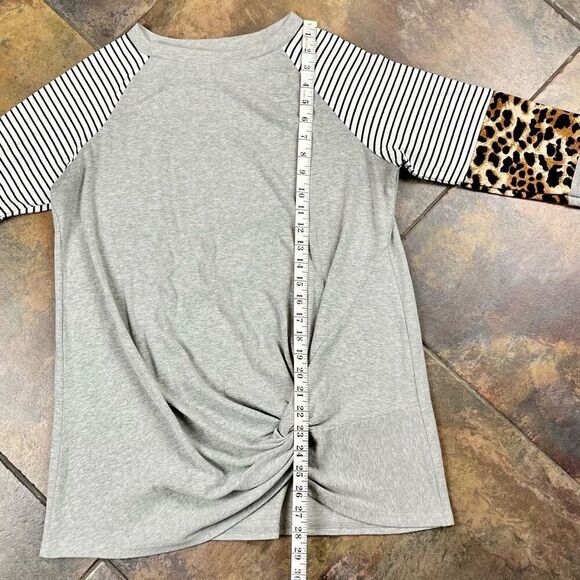 Women’s Long Sleeve Stripe Leopard T-shirt Large - Picture 7 of 11